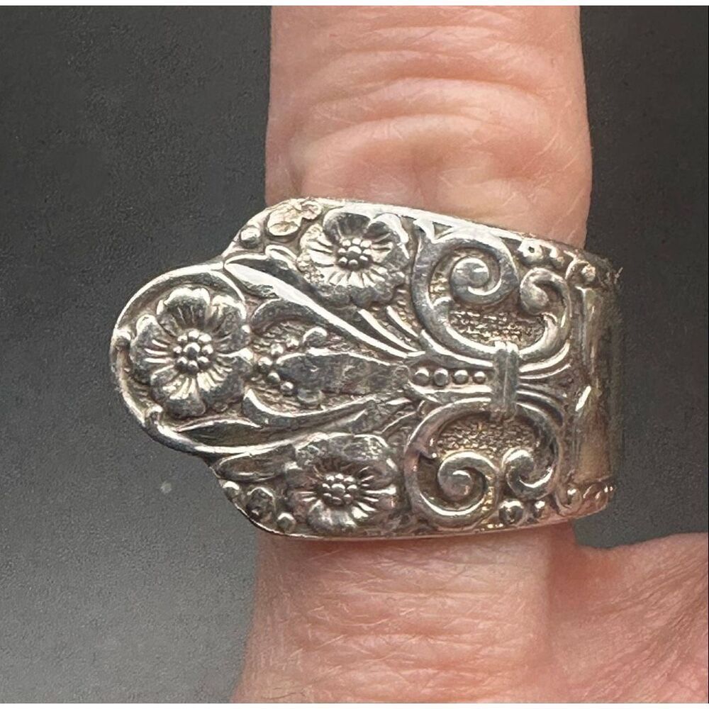 Precious silver plated Teaspoon Spoon Ring Vintage 1941 size 4/5